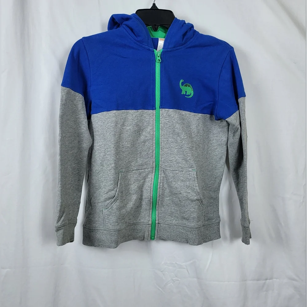 Gymboree Boys Gray Blue Green Dinosaur Spike Full Zip Hoodie‎ Hello Dino Sz 12